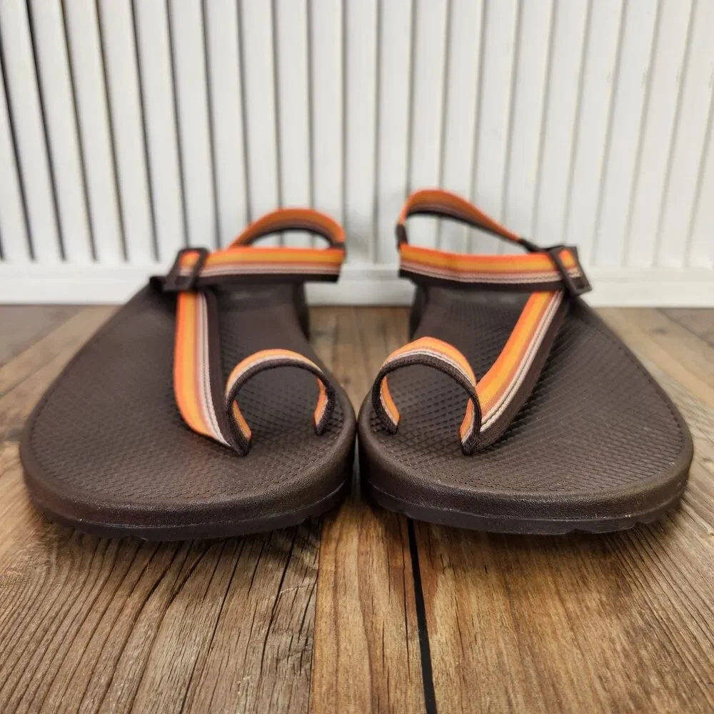 Chaco Bodhi Belt Java Sandals Men's 12 Orange Brown Toe Loop Strappy Beach Shoes